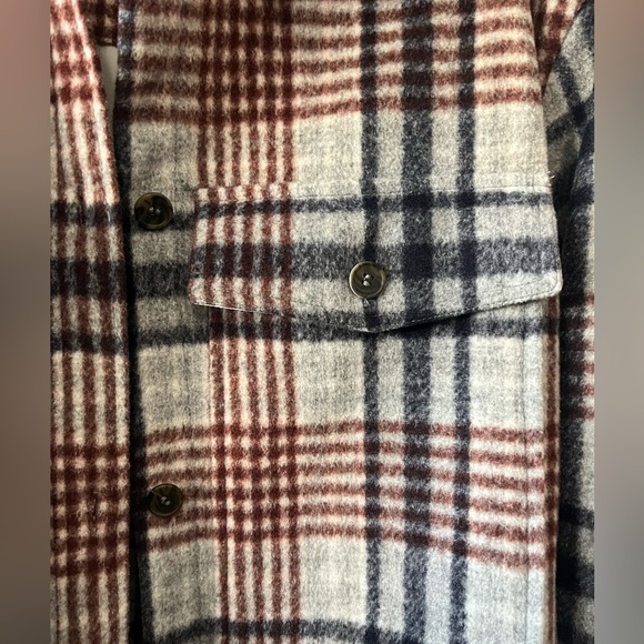 ZARA Long Plaid Overshirt Trenchcoat XS - Picture 6 of 8